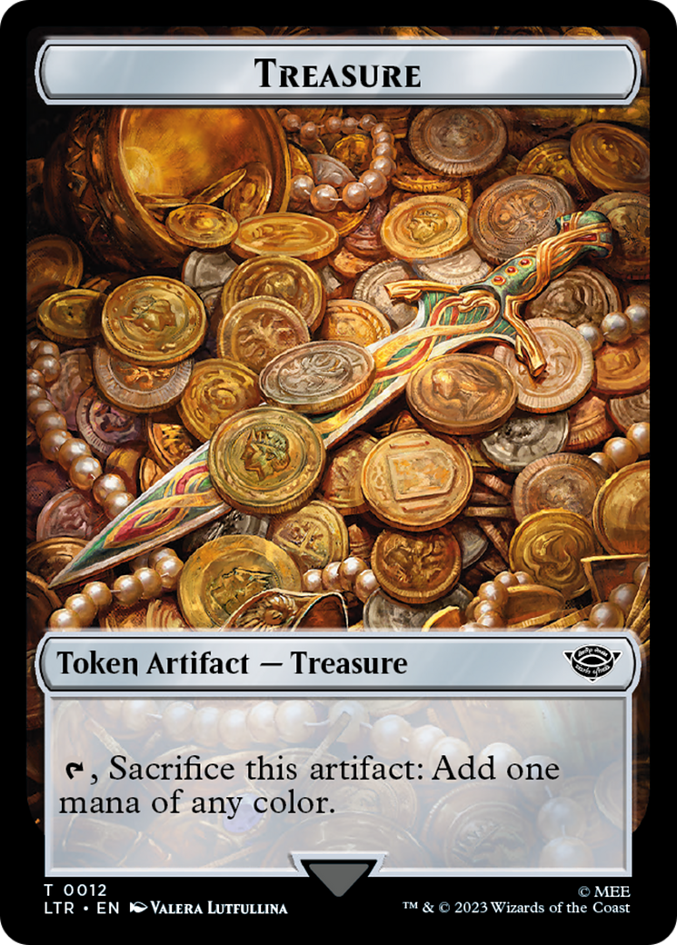Treasure // Wraith Double-Sided Token [The Lord of the Rings: Tales of Middle-Earth Commander Tokens] | Yard's Games Ltd