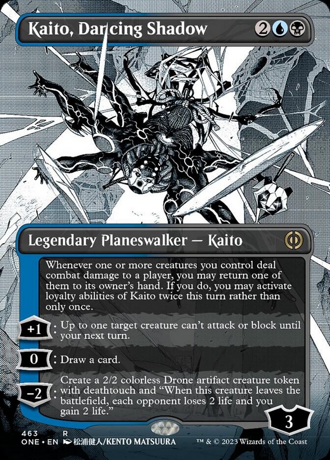 Kaito, Dancing Shadow (Borderless Manga Step-and-Compleat Foil) [Phyrexia: All Will Be One] | Yard's Games Ltd