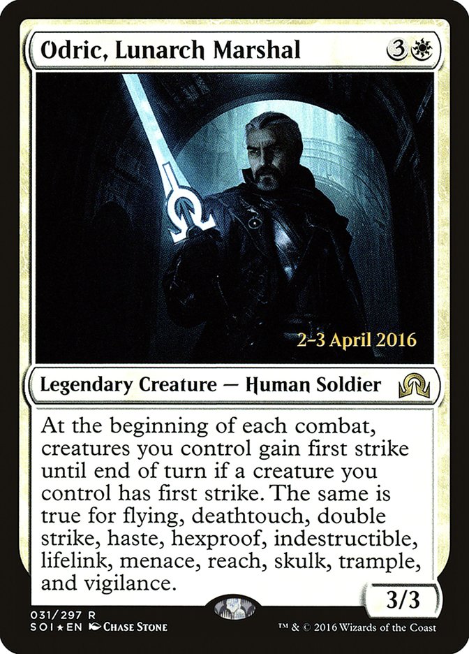 Odric, Lunarch Marshal [Shadows over Innistrad Prerelease Promos] | Yard's Games Ltd