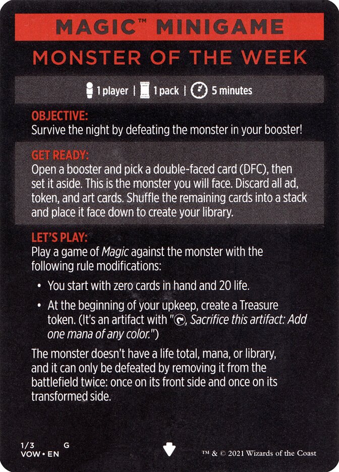 Monster of The Week (Magic Minigame) [Innistrad: Crimson Vow Minigame] | Yard's Games Ltd