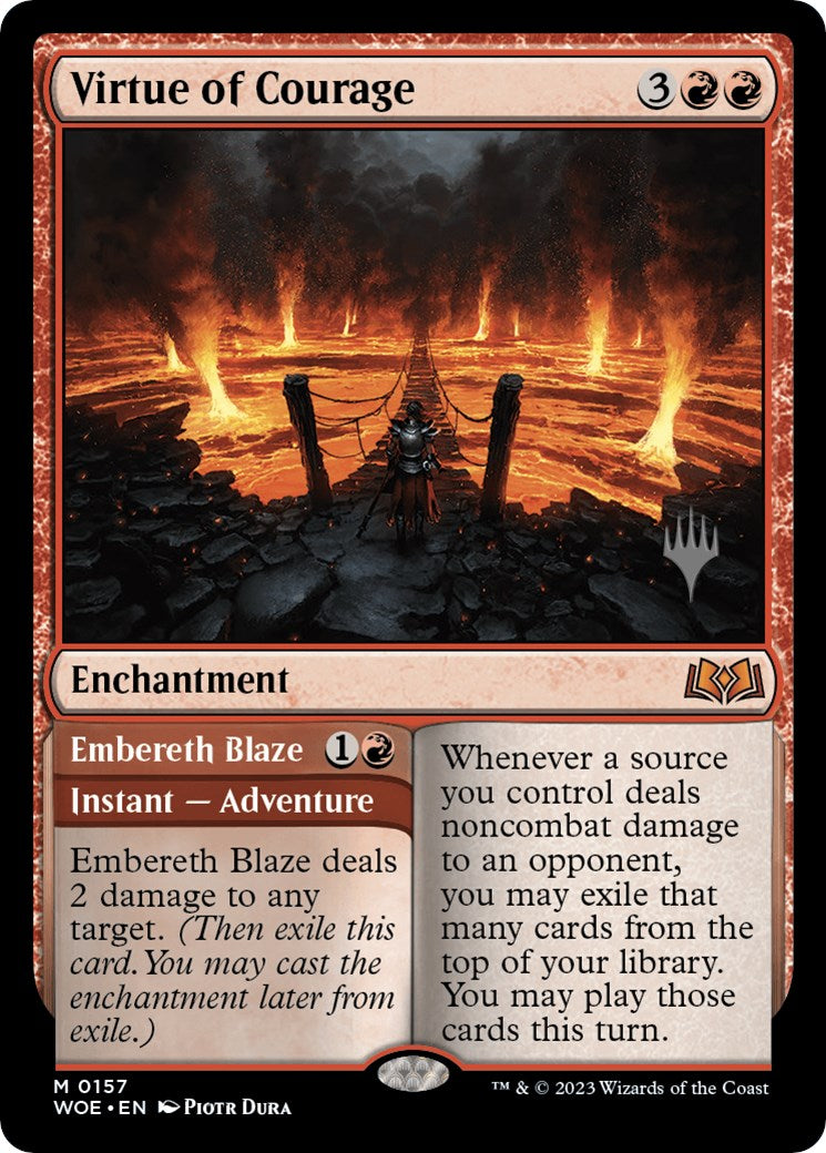 Virtue of Courage //Embereth Blaze (Promo Pack) [Wilds of Eldraine Promos] | Yard's Games Ltd