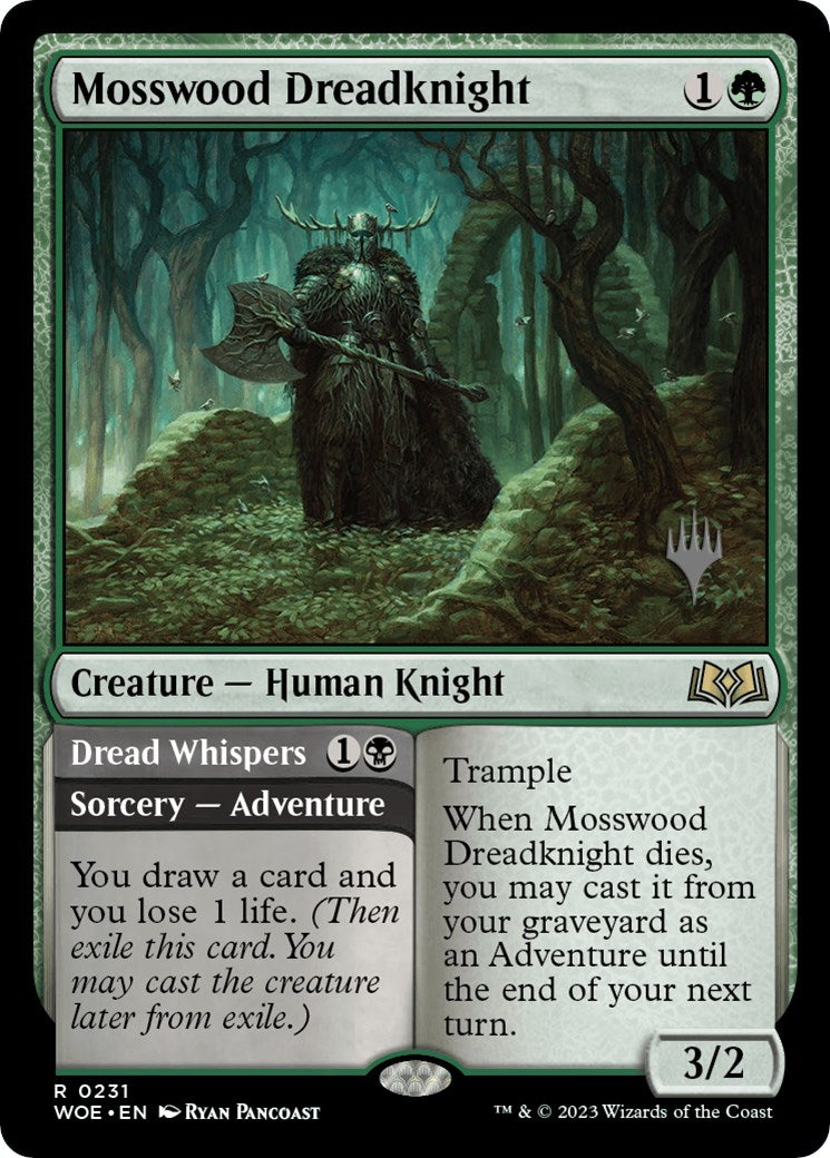 Mosswood Dreadknight // Dread Whispers (Promo Pack) [Wilds of Eldraine Promos] | Yard's Games Ltd