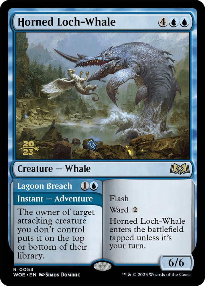 Horned Loch-Whale // Lagoon Breach [Wilds of Eldraine Prerelease Promos] | Yard's Games Ltd