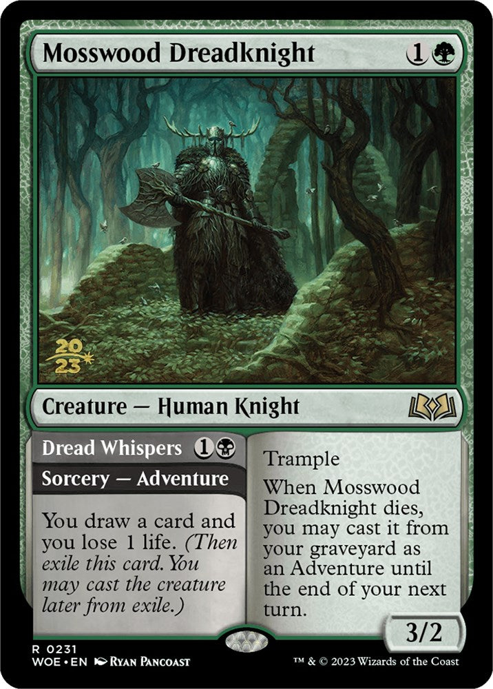 Mosswood Dreadknight // Dread Whispers (Promo Pack) [Wilds of Eldraine Promos] | Yard's Games Ltd