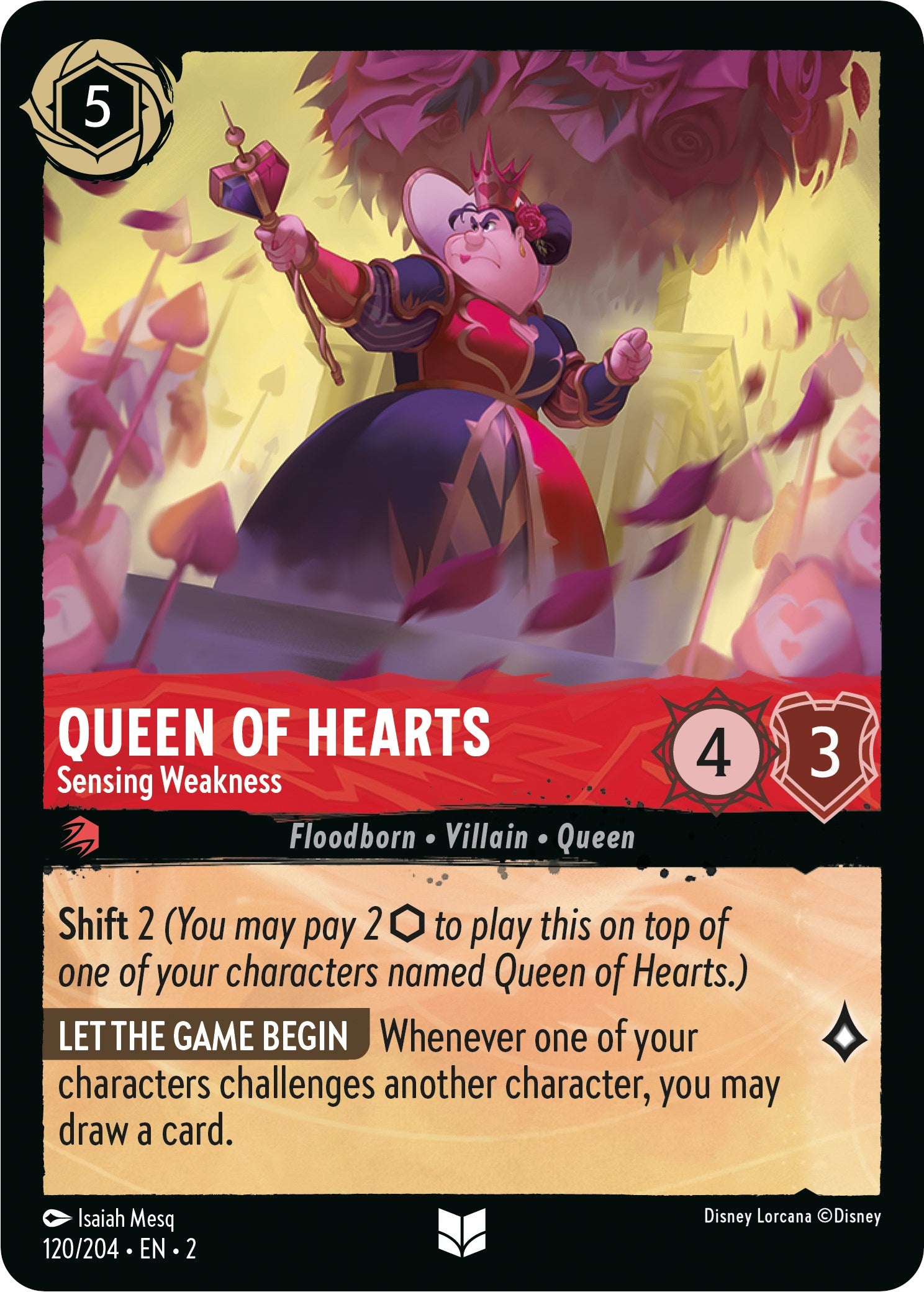 Queen of Hearts - Sensing Weakness (120/204) [Rise of the Floodborn] | Yard's Games Ltd