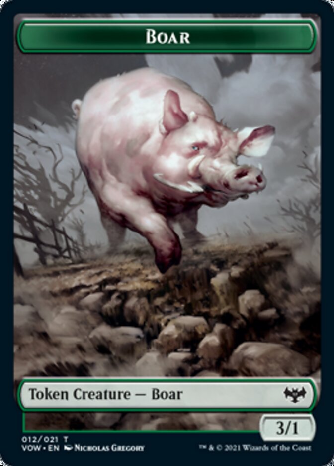 Wolf (011) // Boar Double-Sided Token [Innistrad: Crimson Vow Tokens] | Yard's Games Ltd