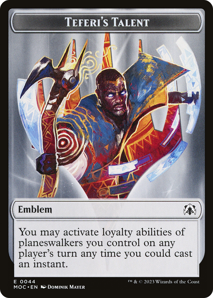 First Mate Ragavan // Teferi's Talent Emblem Double-Sided Token [March of the Machine Commander Tokens] | Yard's Games Ltd