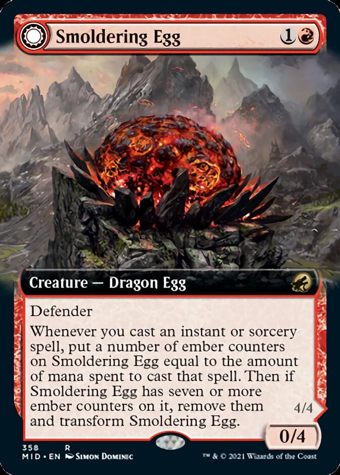 Smoldering Egg // Ashmouth Dragon (Extended Art) [Innistrad: Midnight Hunt] | Yard's Games Ltd