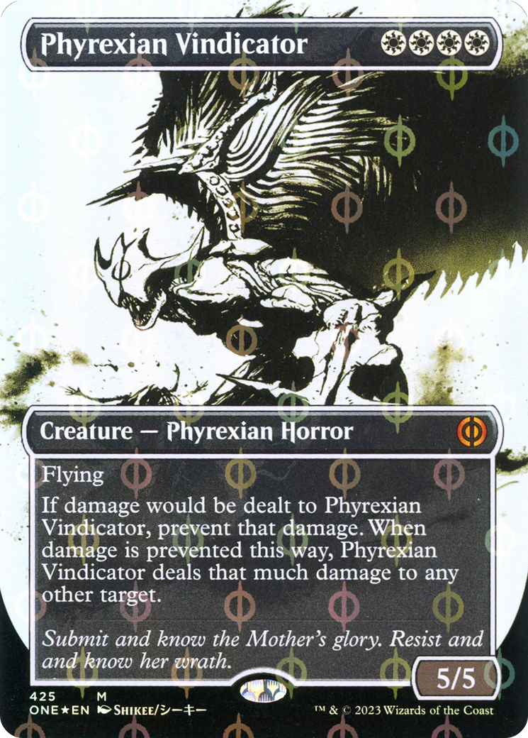 Phyrexian Vindicator (Borderless Ichor Step-and-Compleat Foil) [Phyrexia: All Will Be One] | Yard's Games Ltd