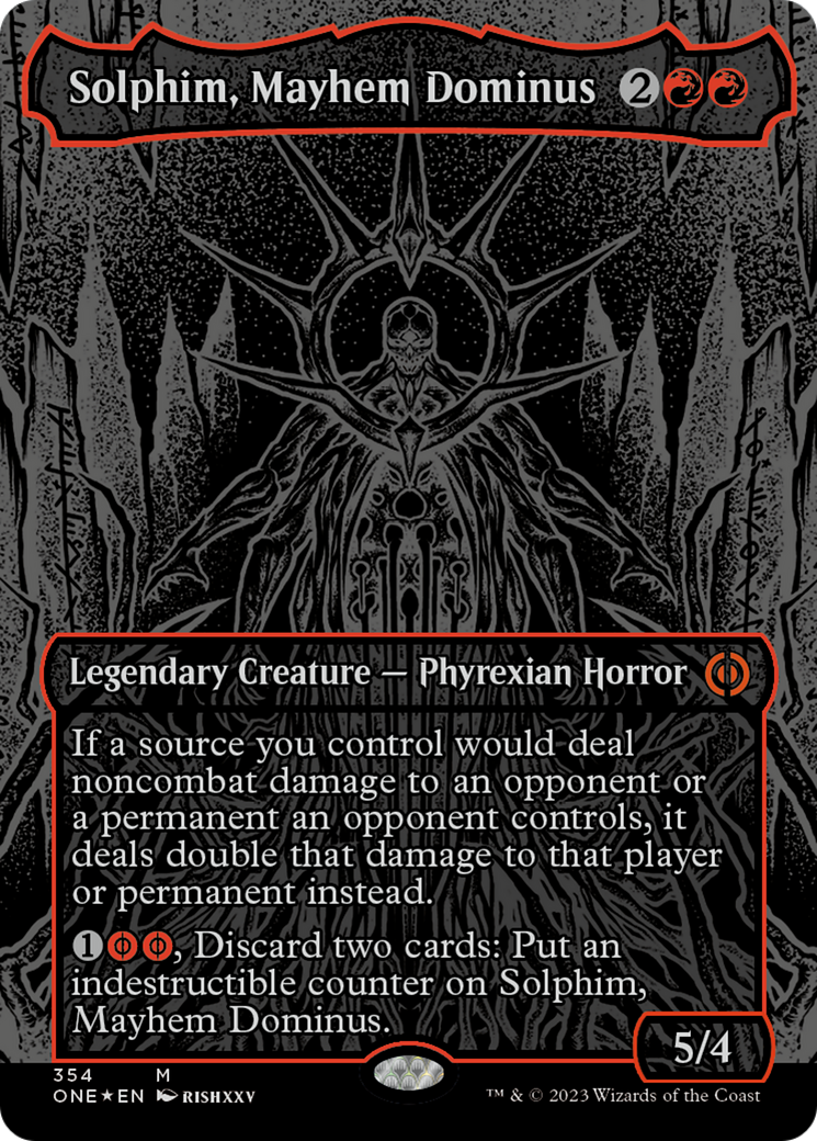 Solphim, Mayhem Dominus (Oil Slick Raised Foil) [Phyrexia: All Will Be One] | Yard's Games Ltd