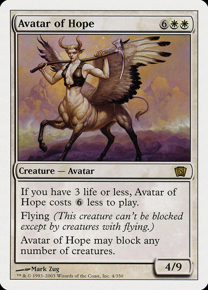 Avatar of Hope [Eighth Edition] | Yard's Games Ltd