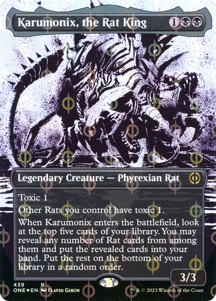 Karumonix, the Rat King (Borderless Ichor Step-and-Compleat Foil) [Phyrexia: All Will Be One] | Yard's Games Ltd