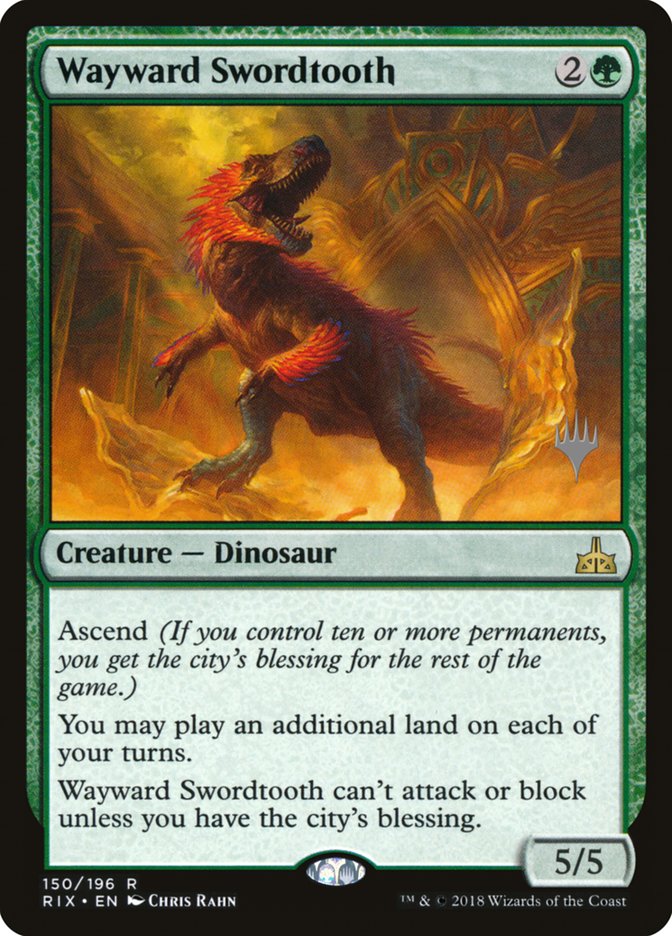 Wayward Swordtooth (Promo Pack) [Rivals of Ixalan Promos] | Yard's Games Ltd