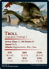 Troll Art Card [Dungeons & Dragons: Adventures in the Forgotten Realms Art Series] | Yard's Games Ltd