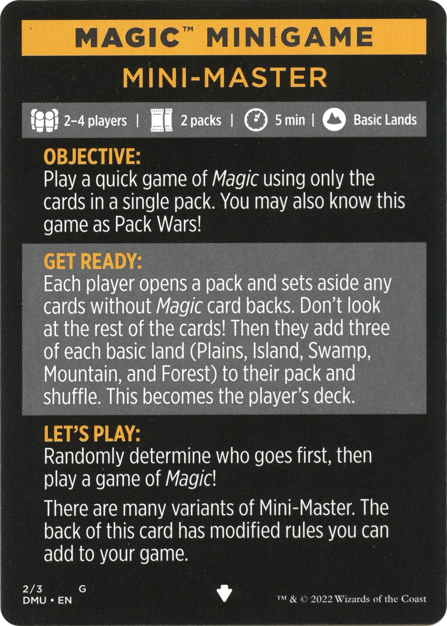 Mini-Master (Magic Minigame) [Dominaria United Minigame] | Yard's Games Ltd