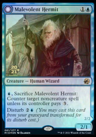 Malevolent Hermit // Benevolent Geist [Innistrad: Midnight Hunt Prerelease Promos] | Yard's Games Ltd