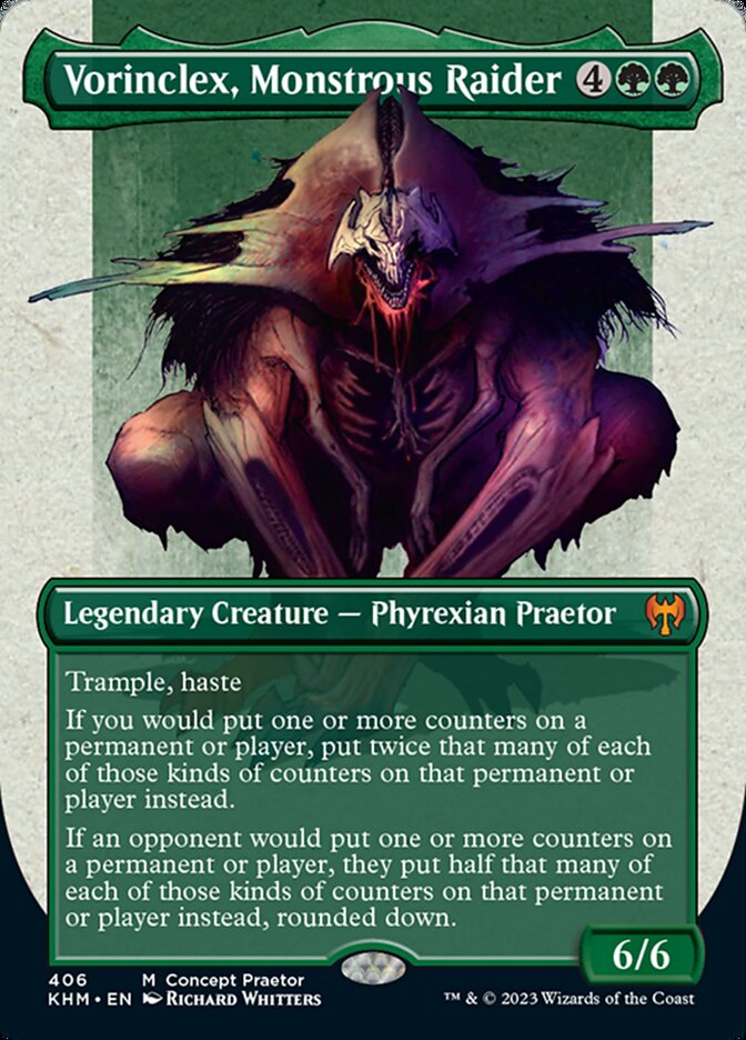 Vorinclex, Monstrous Raider (Borderless Concept Praetors) [Phyrexia: All Will Be One] | Yard's Games Ltd