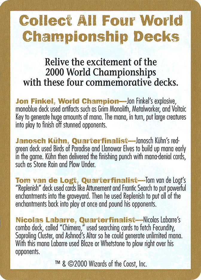 2000 World Championships Ad [World Championship Decks 2000] | Yard's Games Ltd