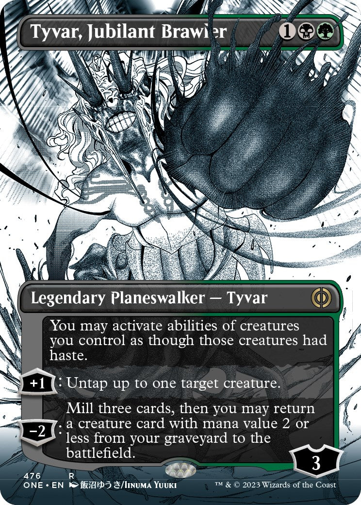 Tyvar, Jubilant Brawler (Borderless Manga Step-and-Compleat Foil) [Phyrexia: All Will Be One] | Yard's Games Ltd