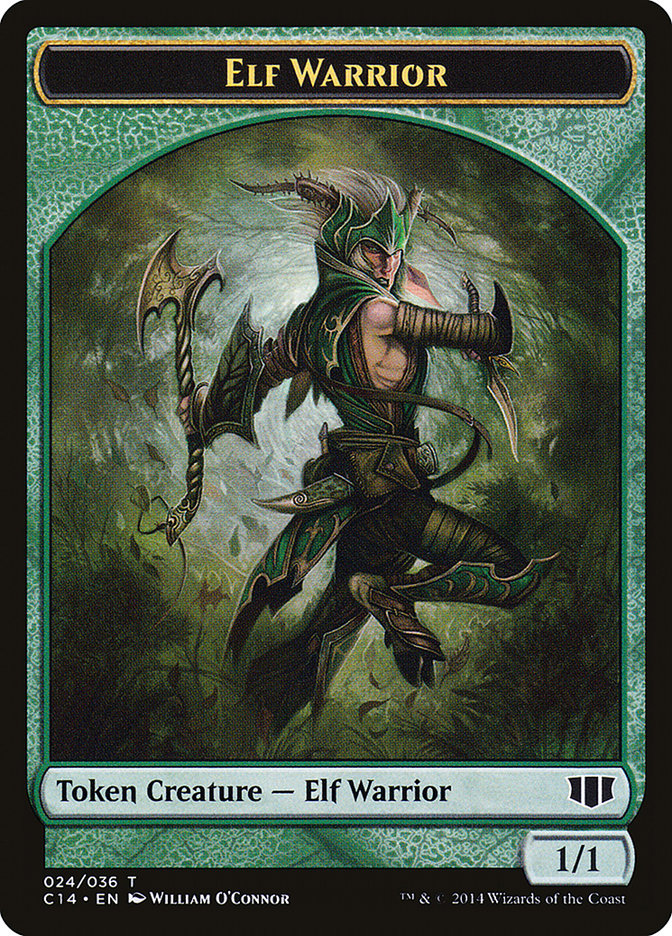 Elephant // Elf Warrior Double-Sided Token [Commander 2014 Tokens] | Yard's Games Ltd