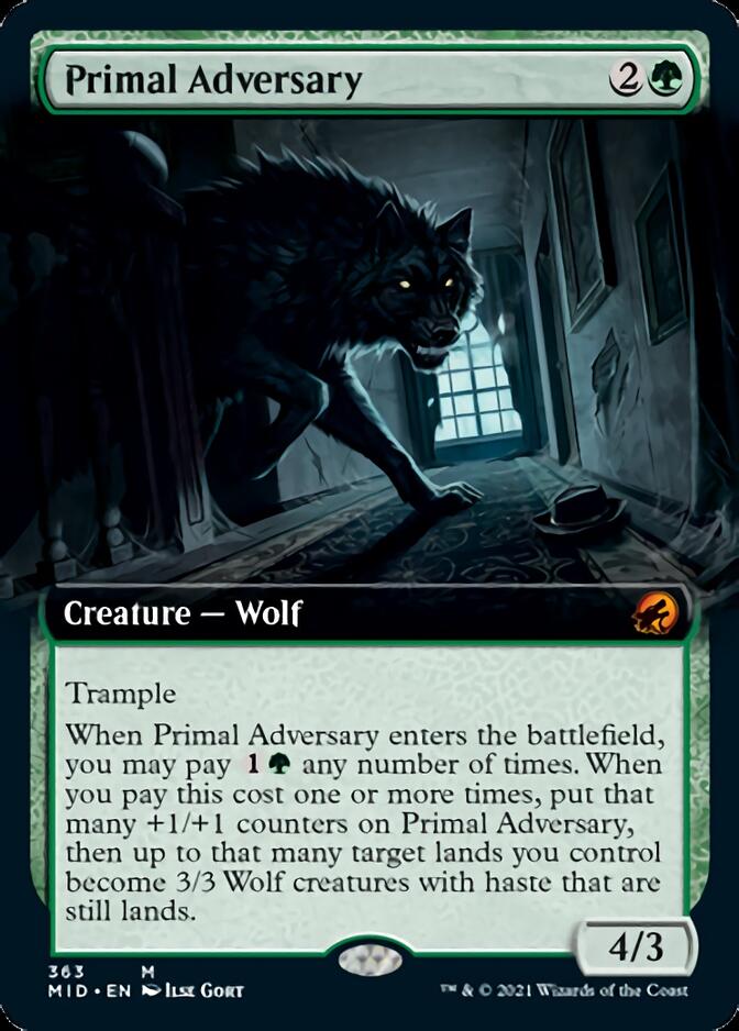 Primal Adversary (Extended Art) [Innistrad: Midnight Hunt] | Yard's Games Ltd