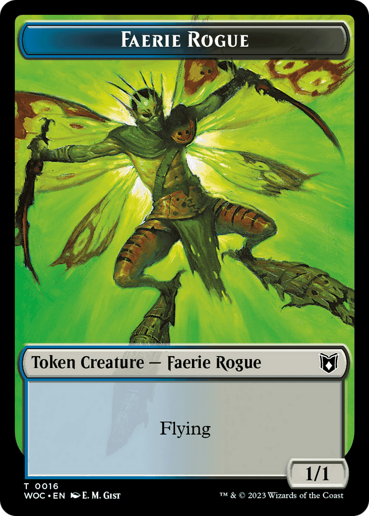 Faerie Rogue // Faerie (0016) Double-Sided Token [Wilds of Eldraine Commander Tokens] | Yard's Games Ltd