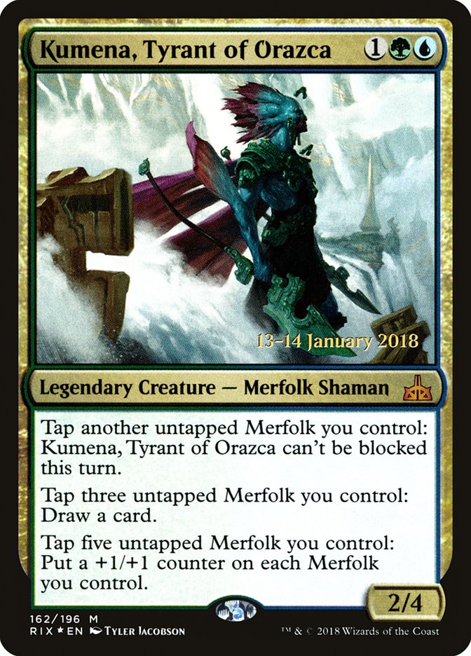 Kumena, Tyrant of Orazca [Rivals of Ixalan Prerelease Promos] | Yard's Games Ltd