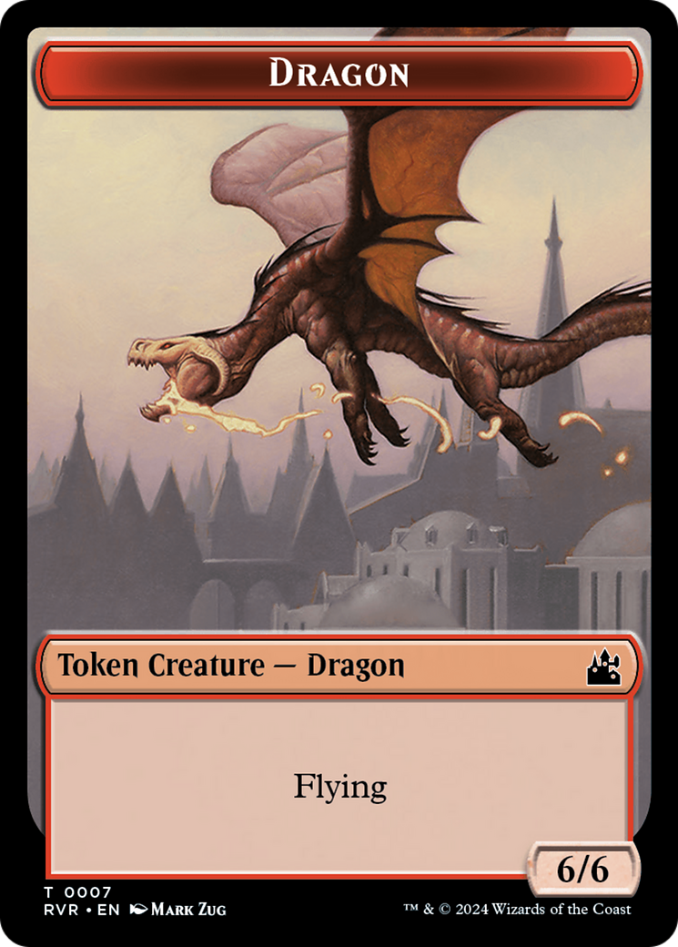 Spirit (0018) // Dragon Double-Sided Token [Ravnica Remastered Tokens] | Yard's Games Ltd