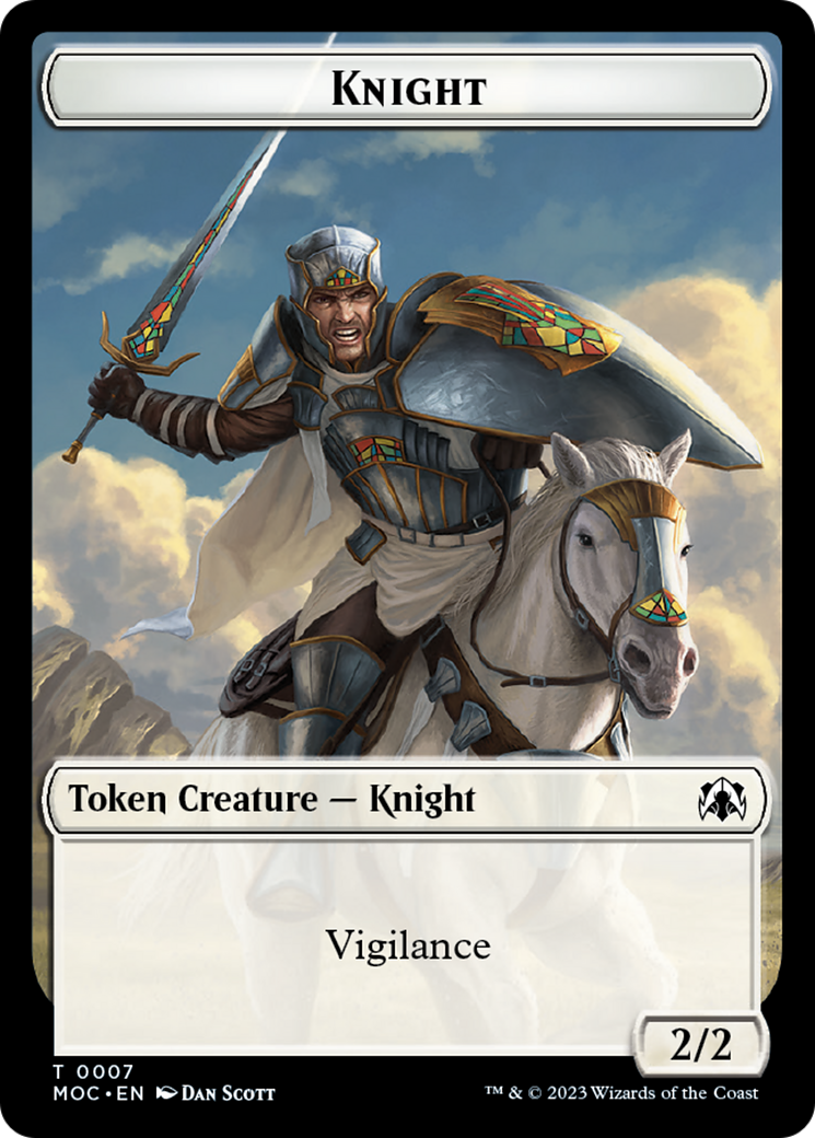 Knight (7) // Spirit (14) Double-Sided Token [March of the Machine Commander Tokens] | Yard's Games Ltd