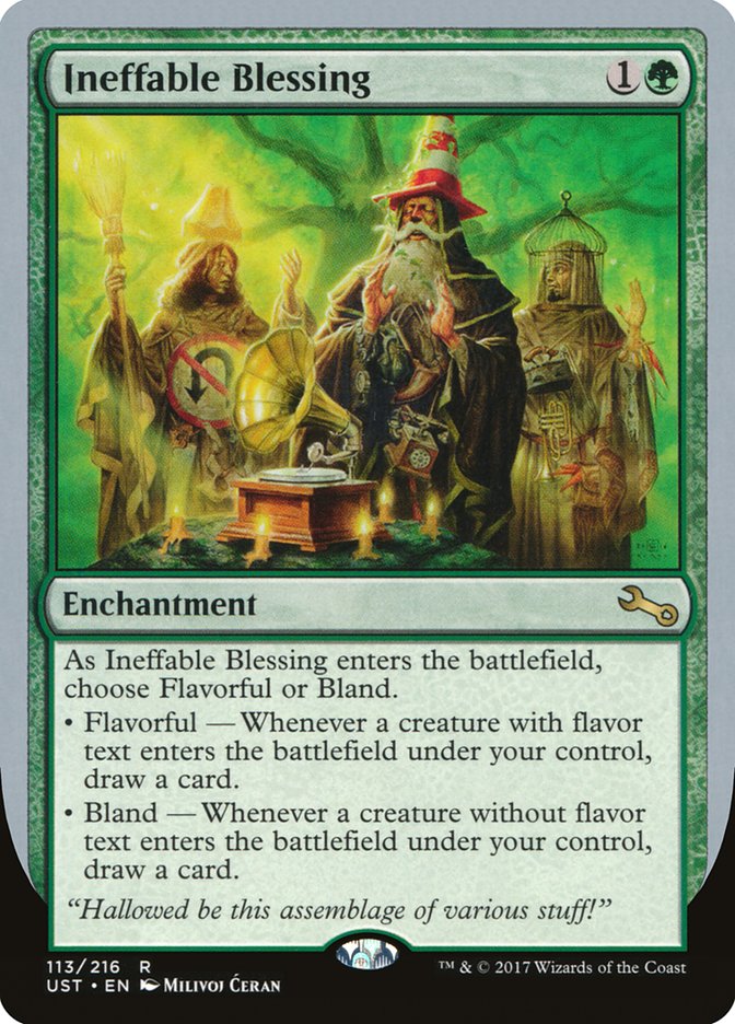 Ineffable Blessing ("choose Flavorful or Bland") [Unstable] | Yard's Games Ltd