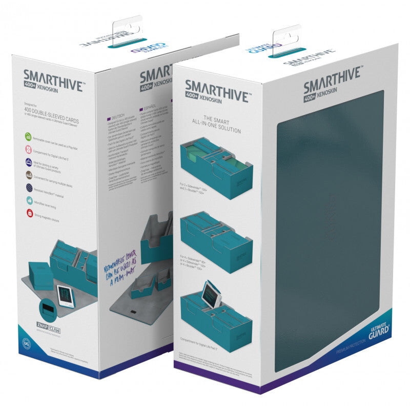 ultimate guard smarthive 400 xenoskin petrol blue card and deck storage box | Yard's Games Ltd