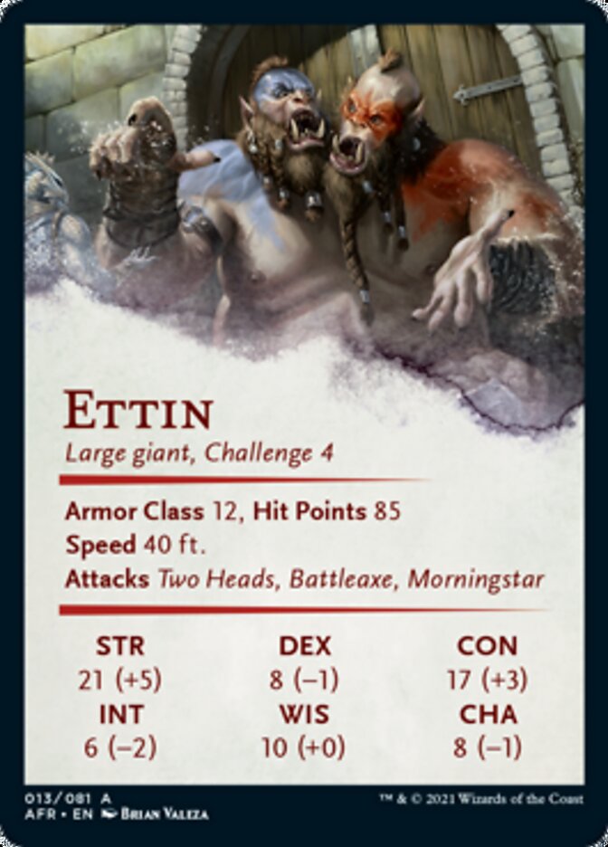 Ettin Art Card (Gold-Stamped Signature) [Dungeons & Dragons: Adventures in the Forgotten Realms Art Series] | Yard's Games Ltd