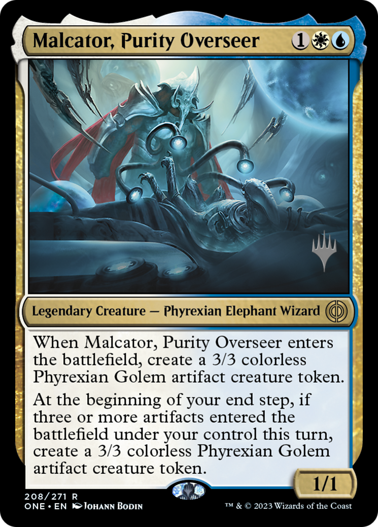 Malcator, Purity Overseer (Promo Pack) [Phyrexia: All Will Be One Promos] | Yard's Games Ltd