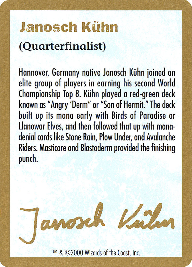 Janosch Kuhn Bio (2000) [World Championship Decks 2000] | Yard's Games Ltd