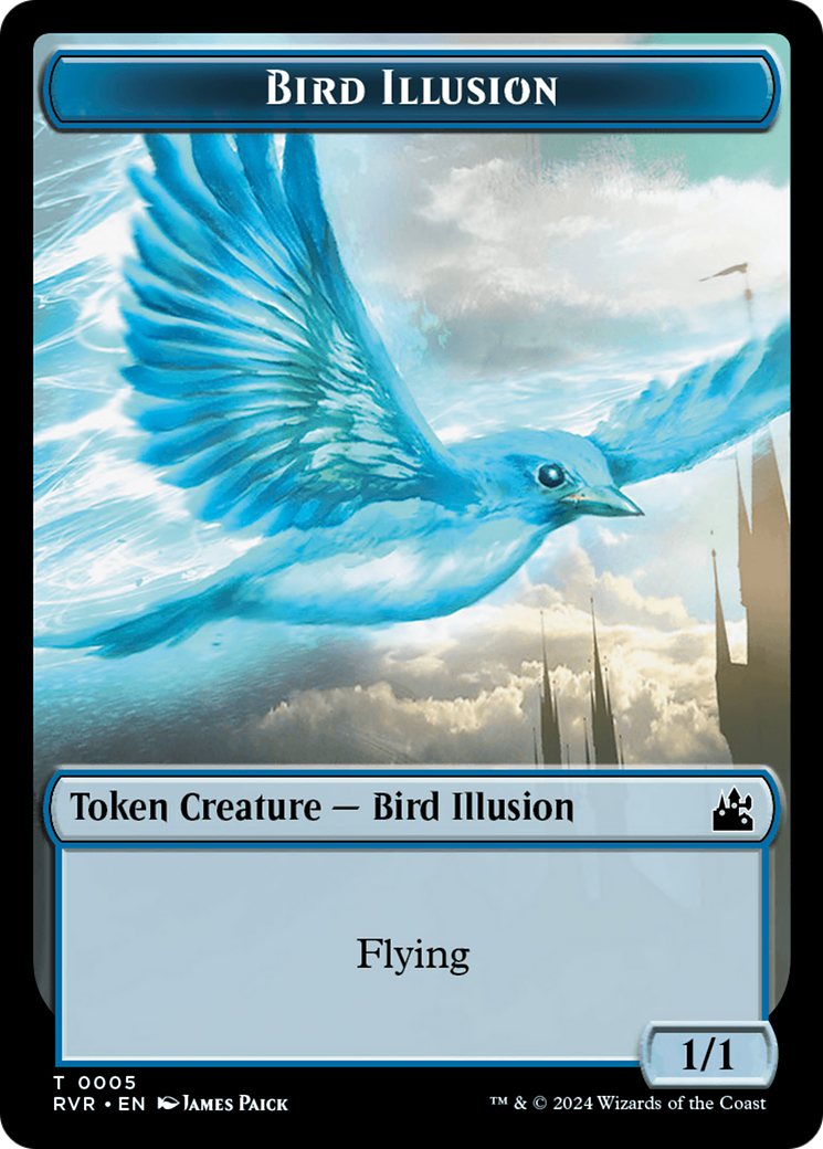 Spirit (0018) // Bird Illusion Double-Sided Token [Ravnica Remastered Tokens] | Yard's Games Ltd