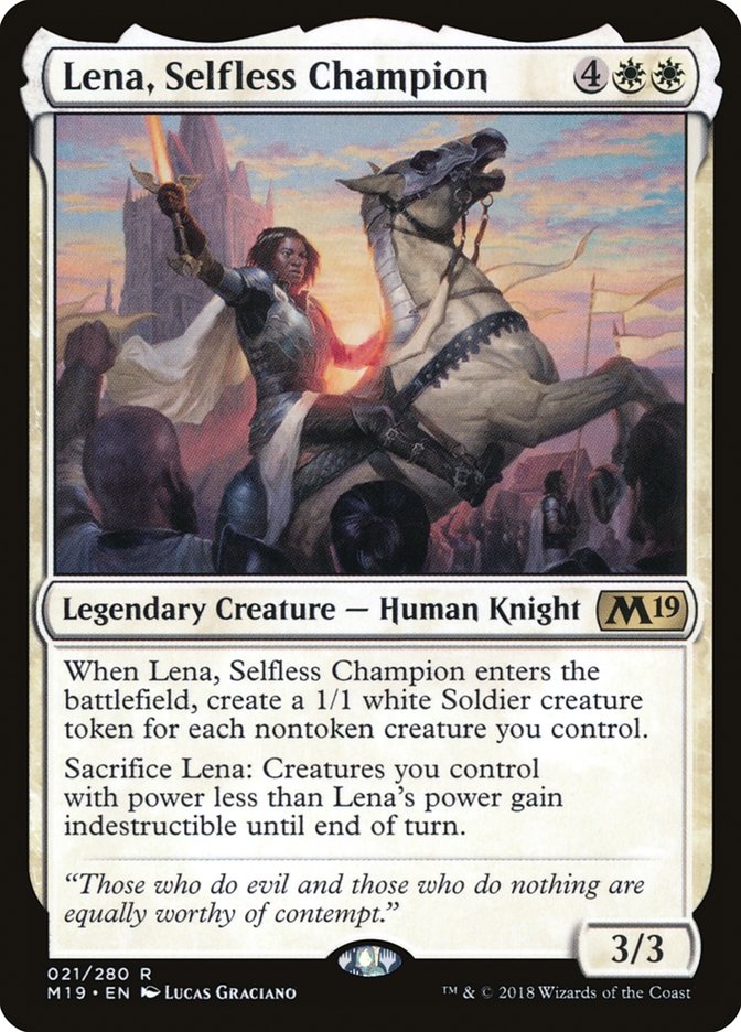 Lena, Selfless Champion [Core Set 2019] | Yard's Games Ltd