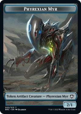 Scrap // Phyrexian Myr Double-Sided Token [The Brothers' War Commander Tokens] | Yard's Games Ltd