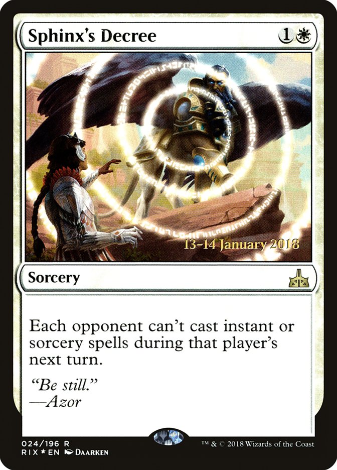 Sphinx's Decree [Rivals of Ixalan Prerelease Promos] | Yard's Games Ltd