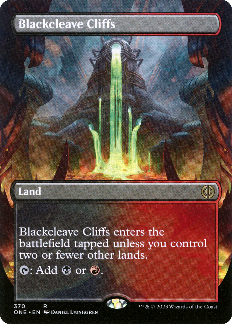 Blackcleave Cliffs (Borderless Alternate Art) [Phyrexia: All Will Be One] | Yard's Games Ltd