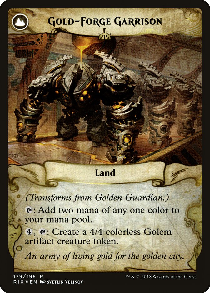 Golden Guardian // Gold-Forge Garrison [Rivals of Ixalan Prerelease Promos] | Yard's Games Ltd