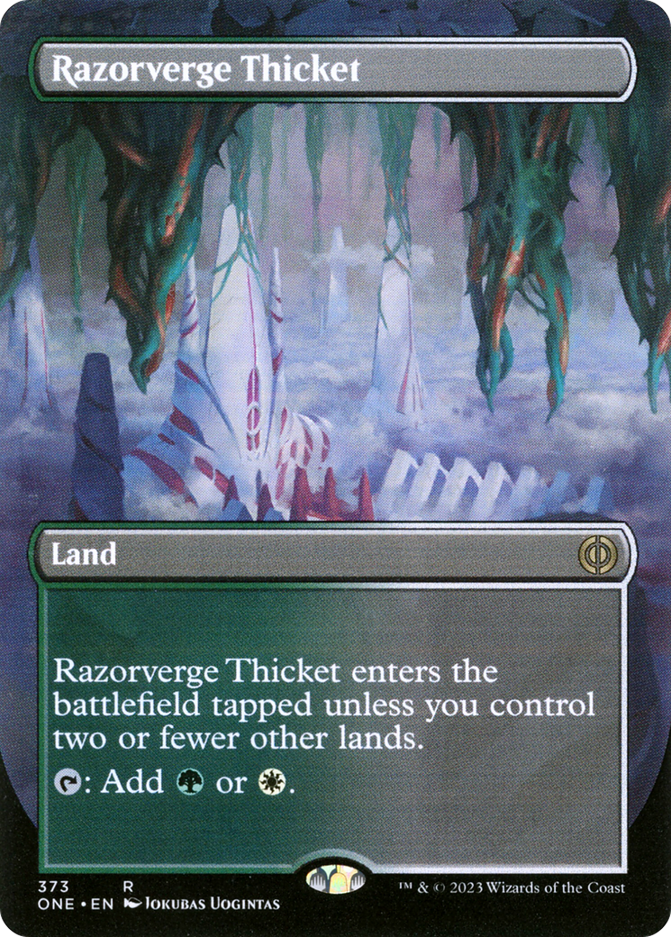 Razorverge Thicket (Borderless Alternate Art) [Phyrexia: All Will Be One] | Yard's Games Ltd