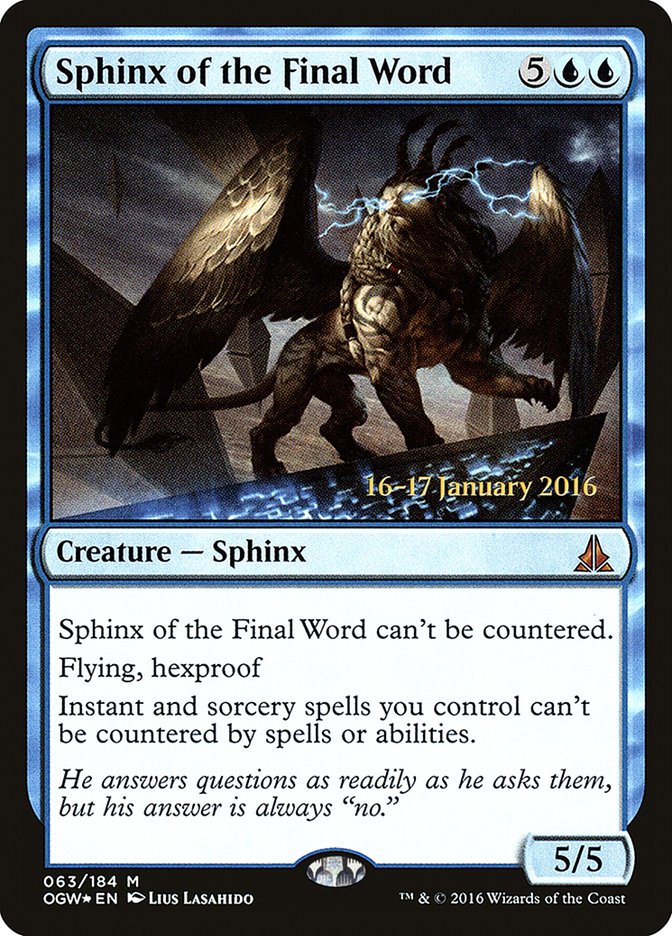 Sphinx of the Final Word [Oath of the Gatewatch Prerelease Promos] | Yard's Games Ltd