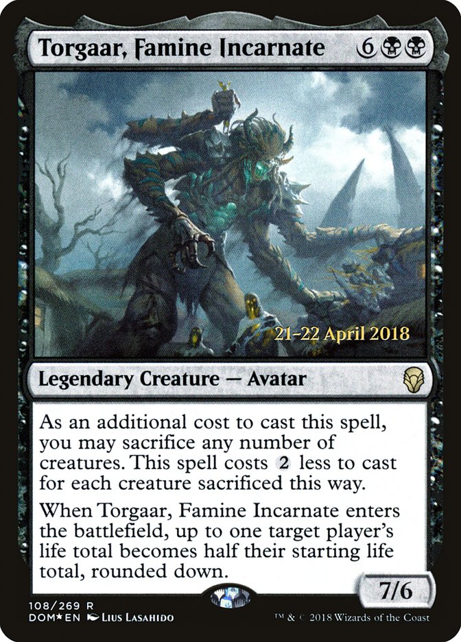 Torgaar, Famine Incarnate [Dominaria Prerelease Promos] | Yard's Games Ltd