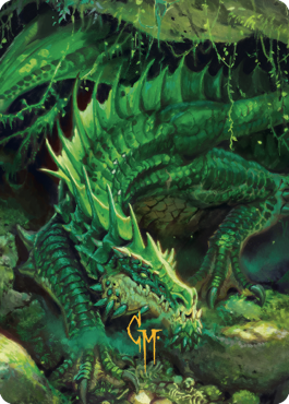 Lurking Green Dragon Art Card (Gold-Stamped Signature) [Commander Legends: Battle for Baldur's Gate Art Series] | Yard's Games Ltd