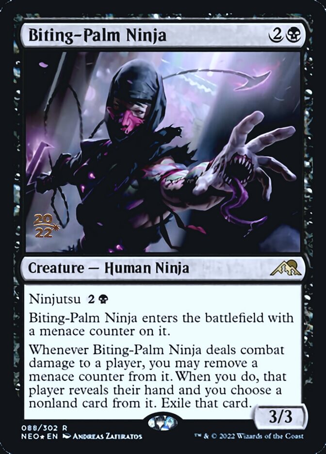 Biting-Palm Ninja [Kamigawa: Neon Dynasty Prerelease Promos] | Yard's Games Ltd
