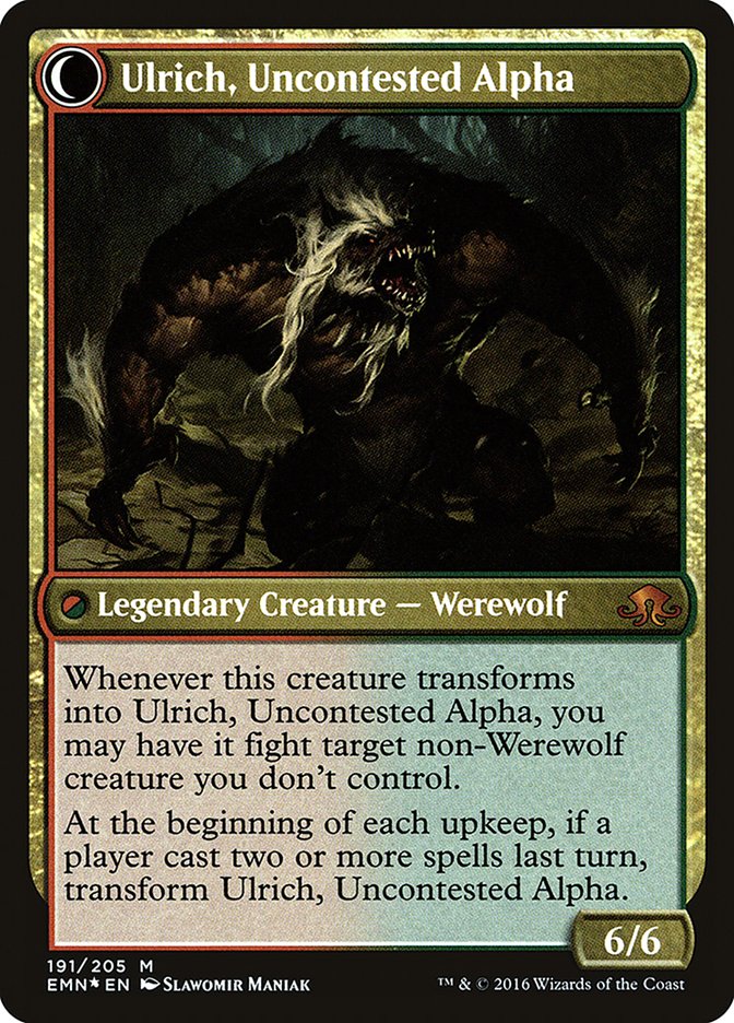 Ulrich of the Krallenhorde // Ulrich, Uncontested Alpha [Eldritch Moon Prerelease Promos] | Yard's Games Ltd