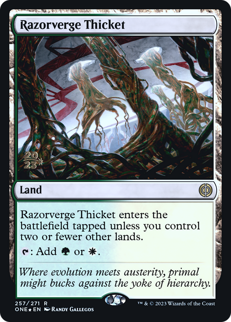 Razorverge Thicket [Phyrexia: All Will Be One Prerelease Promos] | Yard's Games Ltd