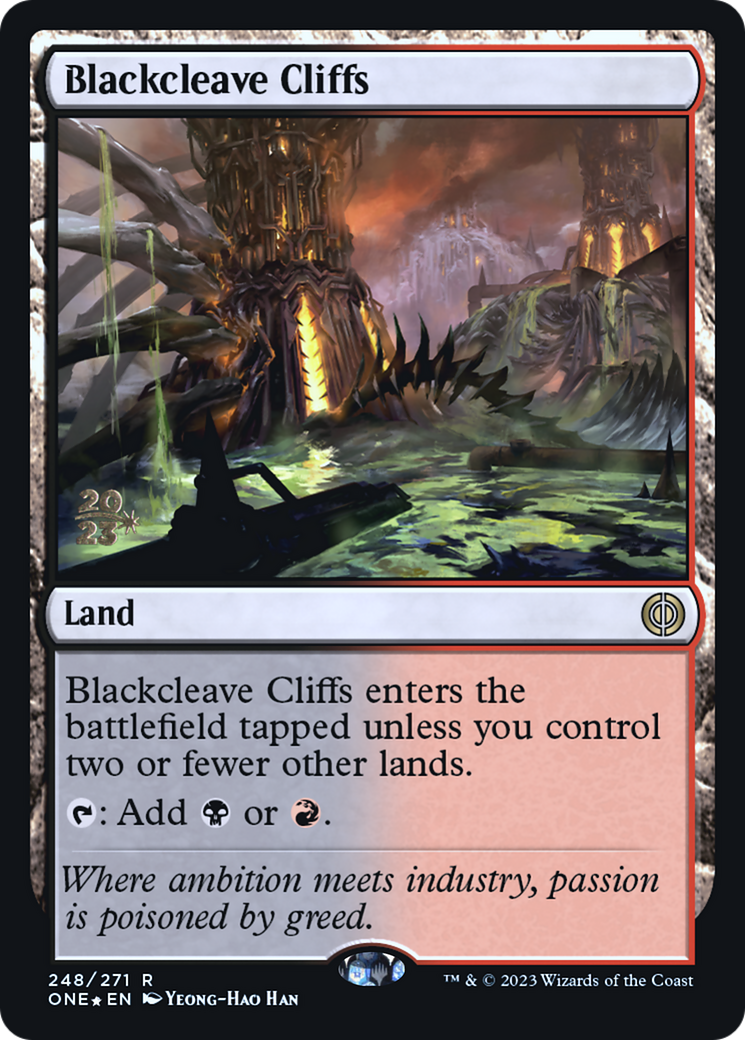 Blackcleave Cliffs [Phyrexia: All Will Be One Prerelease Promos] | Yard's Games Ltd