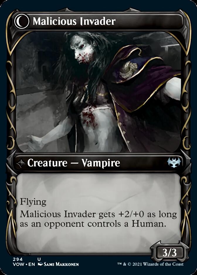 Innocent Traveler // Malicious Invader (Showcase Fang Frame) [Innistrad: Crimson Vow] | Yard's Games Ltd