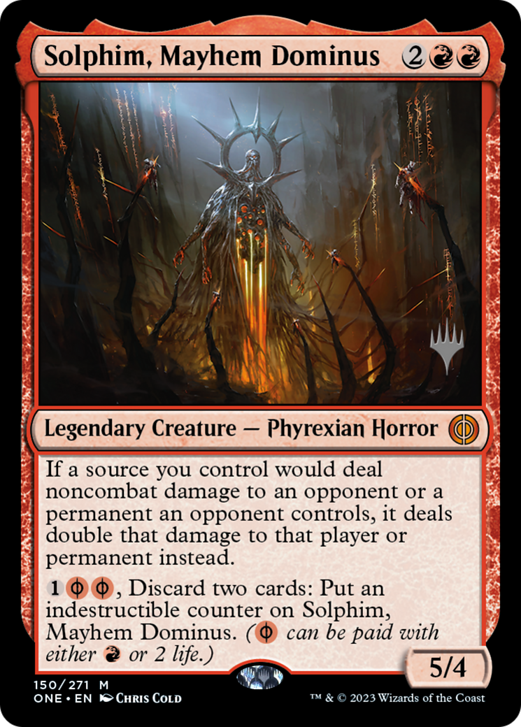 Solphim, Mayhem Dominus (Promo Pack) [Phyrexia: All Will Be One Promos] | Yard's Games Ltd